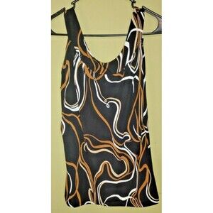 Carol Rose Ladies Tank Top Brown Black White Geometric Y2K Versatile, day/night